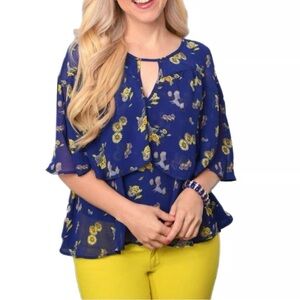 Disney Her Universe Alice Wonderland 70th Mary Blair Floral Ruffle Blouse Medium